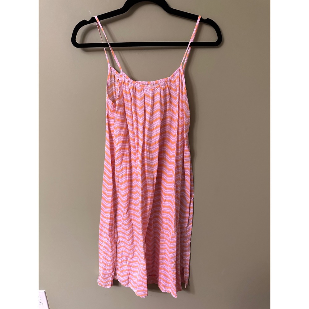 Pink Chicken New York Womens Pink Orange Chevron Stripe Cotton Sun Dress Size M